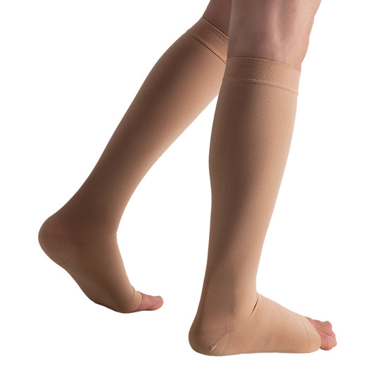 MX Care Compression Stockings 20-30mmHg Socks for Swelling & Tired Legs, Travel Support Open-toe Style Knee Length for Men & Women Speed-up Circulation & Recovery, Reduces Varicose Veins