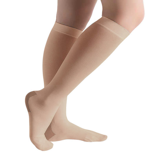 MX Care Anti-Embolism Stockings 15-20mmHg Socks for Varicose Veins, Improves Circulation & Swelling Recovery Open-toe Style Knee Length for Men & Women Travel Support for Tired Legs