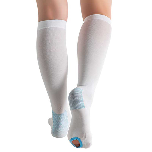 MX Care Anti-Embolism Stockings 15-20mmHg Socks for Varicose Veins, Improves Circulation & Swelling Recovery Open-toe Style Knee Length for Men & Women Travel Support for Tired Legs