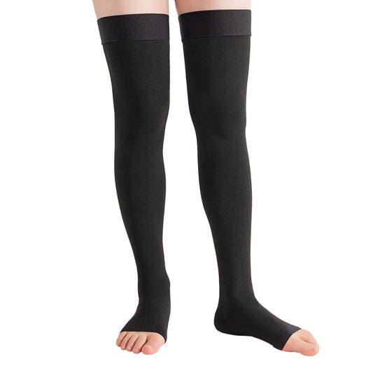 MX Care Compression Stockings 20-30mmHg Socks for Swelling & Tired Legs, Travel Support Open-toe Style Thigh Length for Men & Women Speed-up Circulation & Recovery, Reduces Varicose Veins