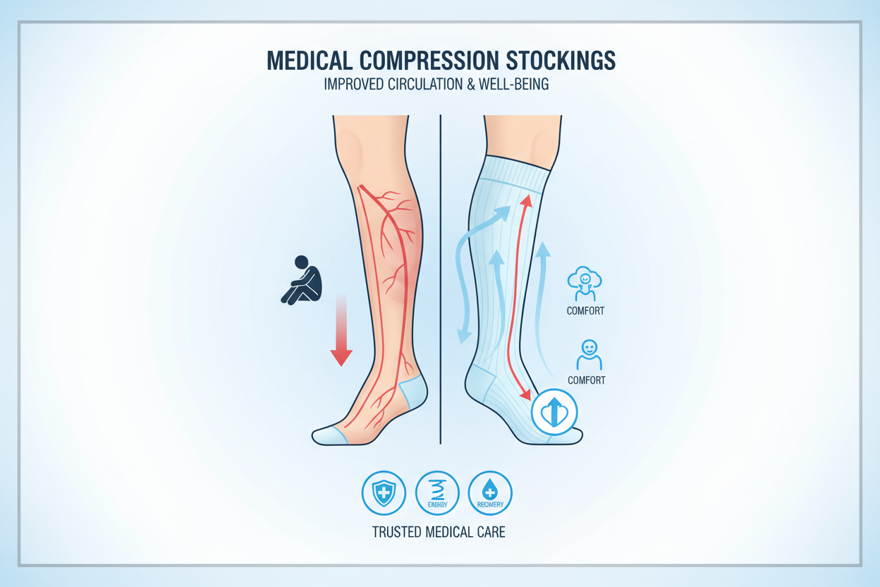 Generate an Image as per the title "Why Choose Medical Compression Stockings"