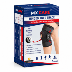 MX Care Knee Brace Adjustable With Metal Support Hinges Black Color